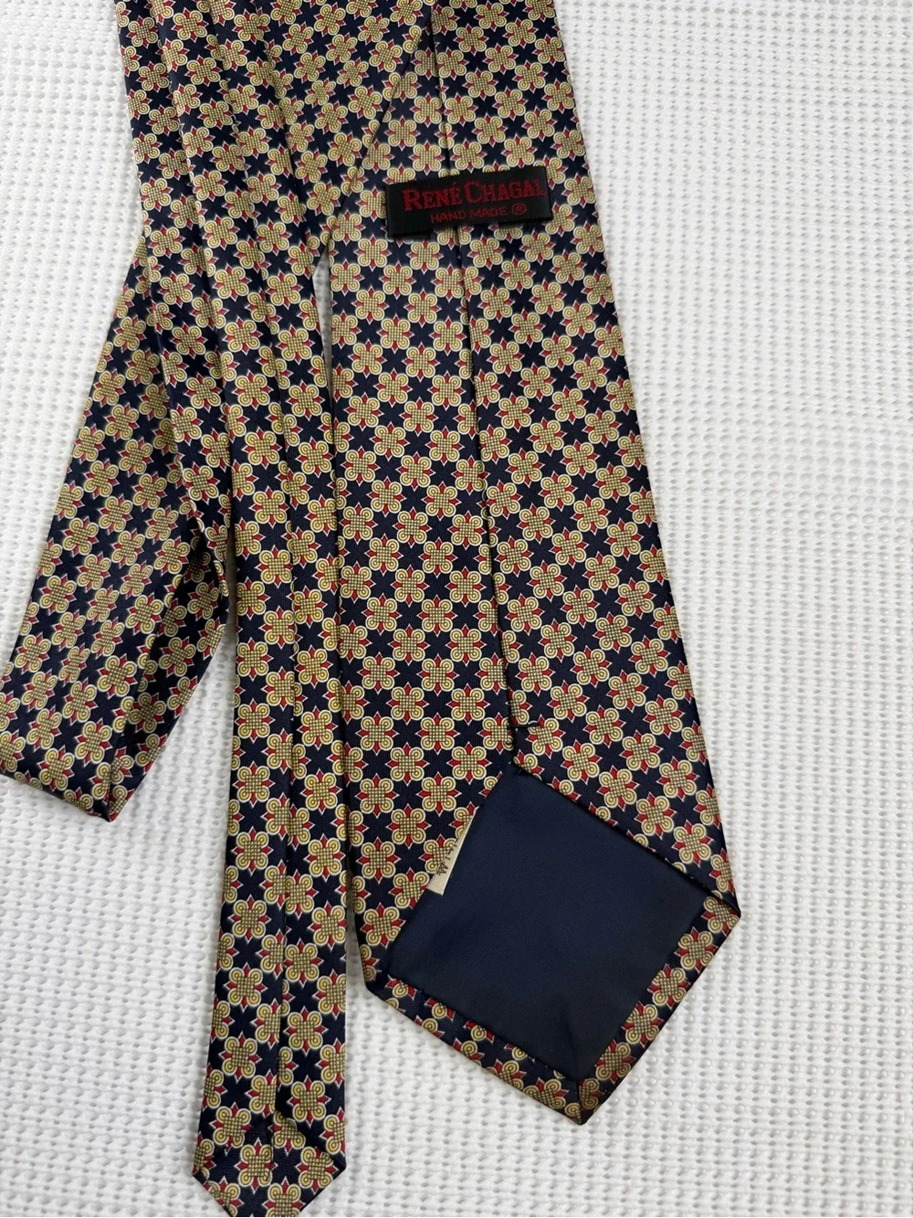 Rene Chagal Classic Navy Floral Necktie - Elegant Patterned Professional Tie